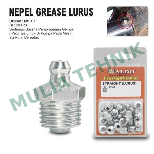 NEPPLE GREASE LURUS M 8 X 1.0 @ 20 PCS ALDO