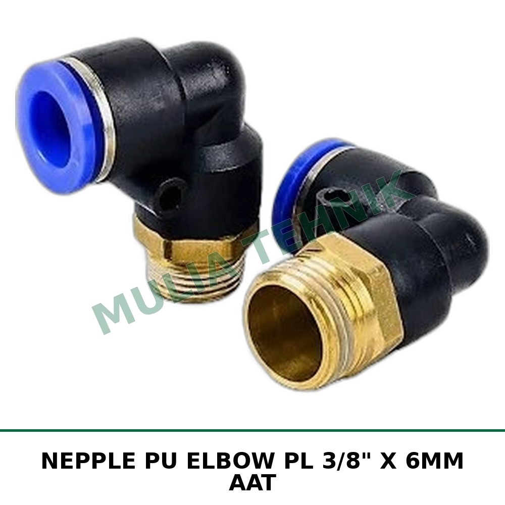 NEPPLE PU ELBOW PL 3/8" X 6MM AAT