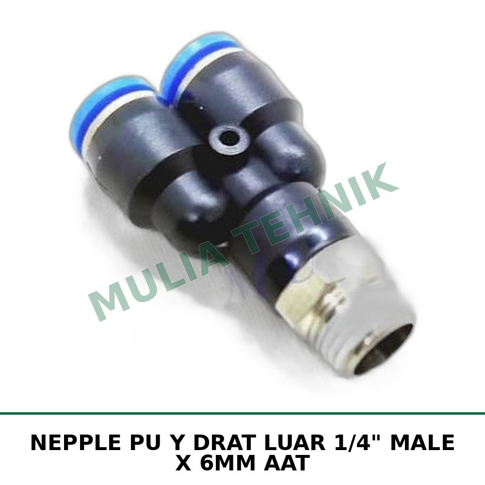 NEPPLE PU Y DRAT LUAR 1/4" MALE X 6MM AAT
