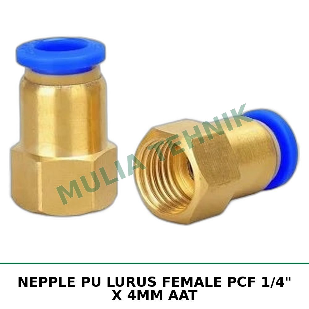 NEPPLE PU LURUS FEMALE PCF 1/4" X 4MM AAT