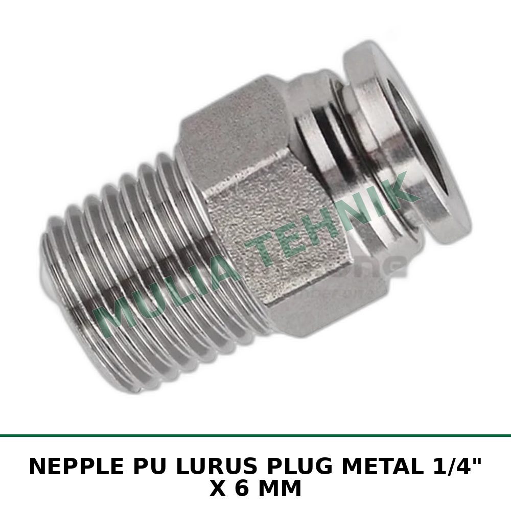 NEPPLE PU LURUS PLUG METAL 1/4" X 6 MM