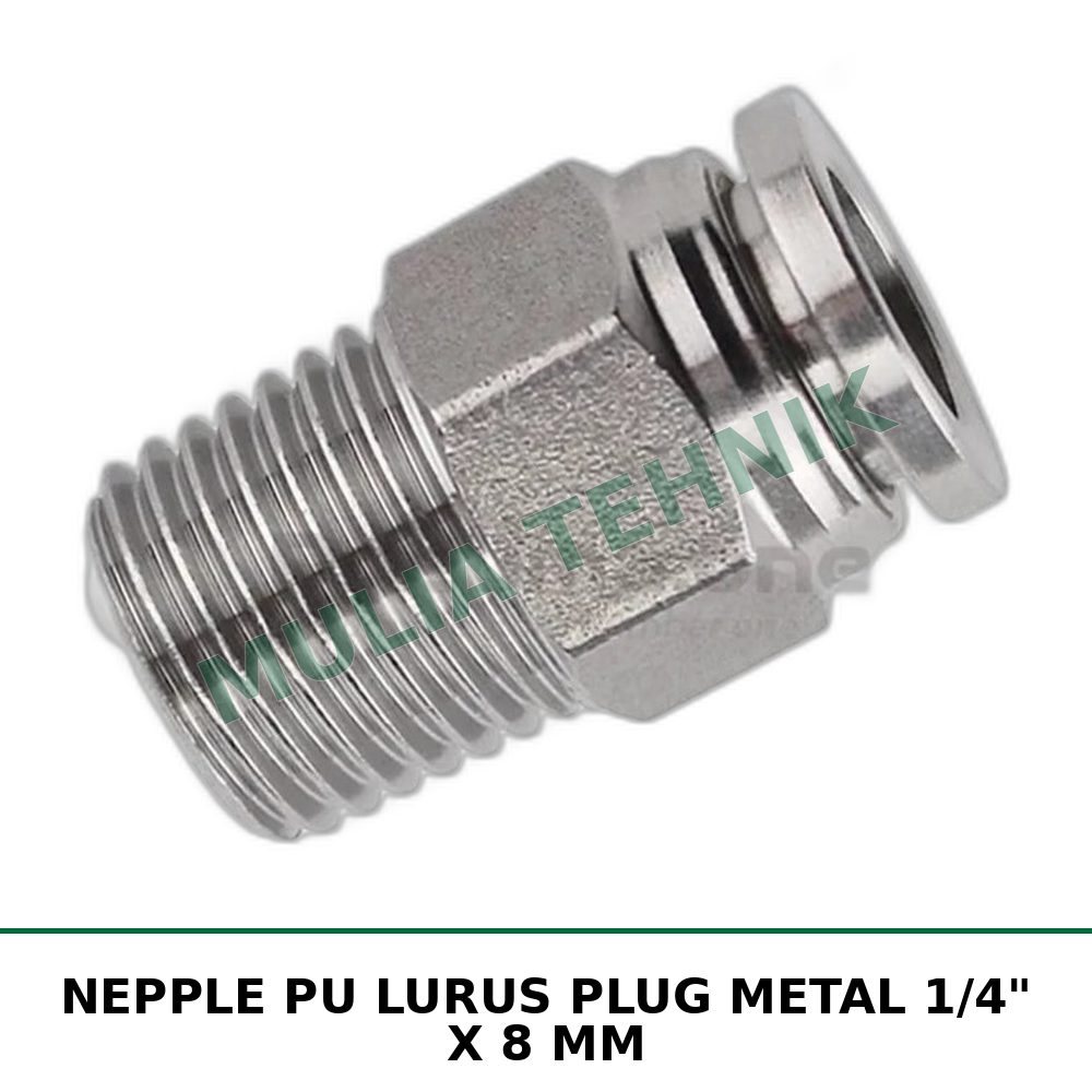 NEPPLE PU LURUS PLUG METAL 1/4" X 8 MM