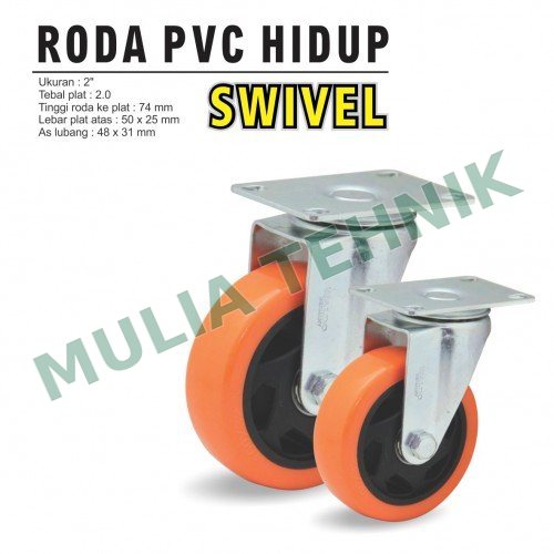 RODA PVC NYLON PU ORANGE HIDUP 2"