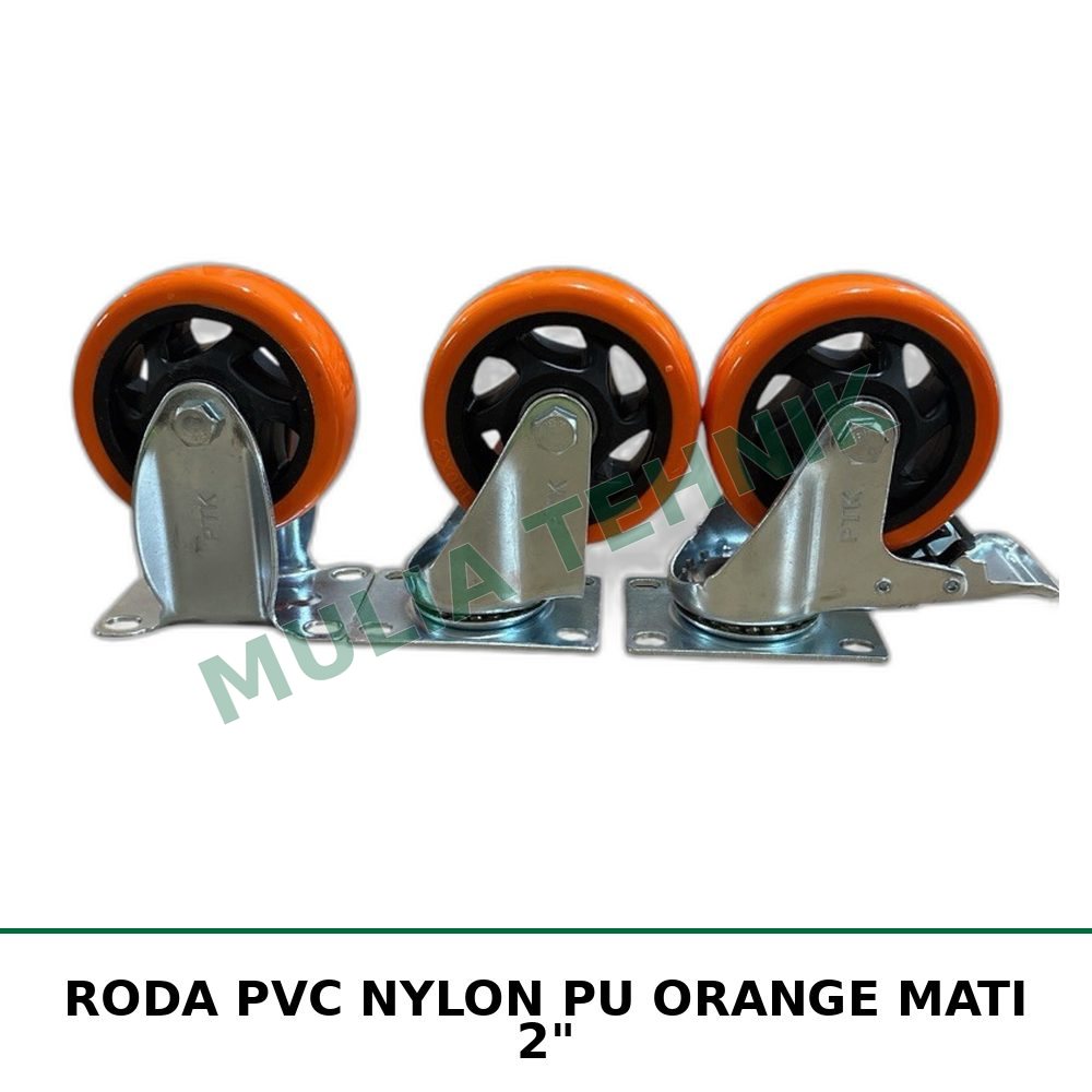 RODA PVC NYLON PU ORANGE MATI 2"
