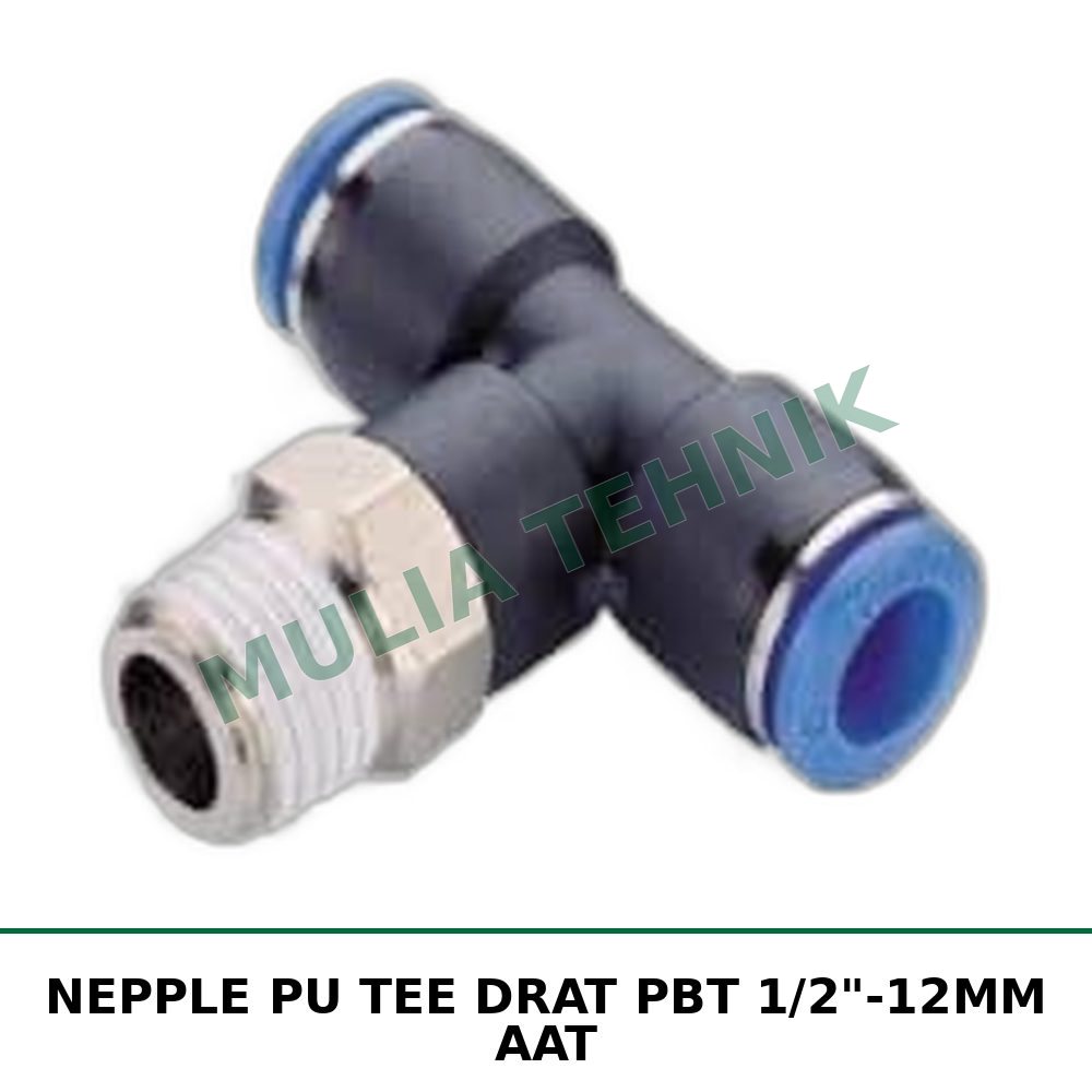 NEPPLE PU TEE DRAT PBT 1/2"-12MM AAT