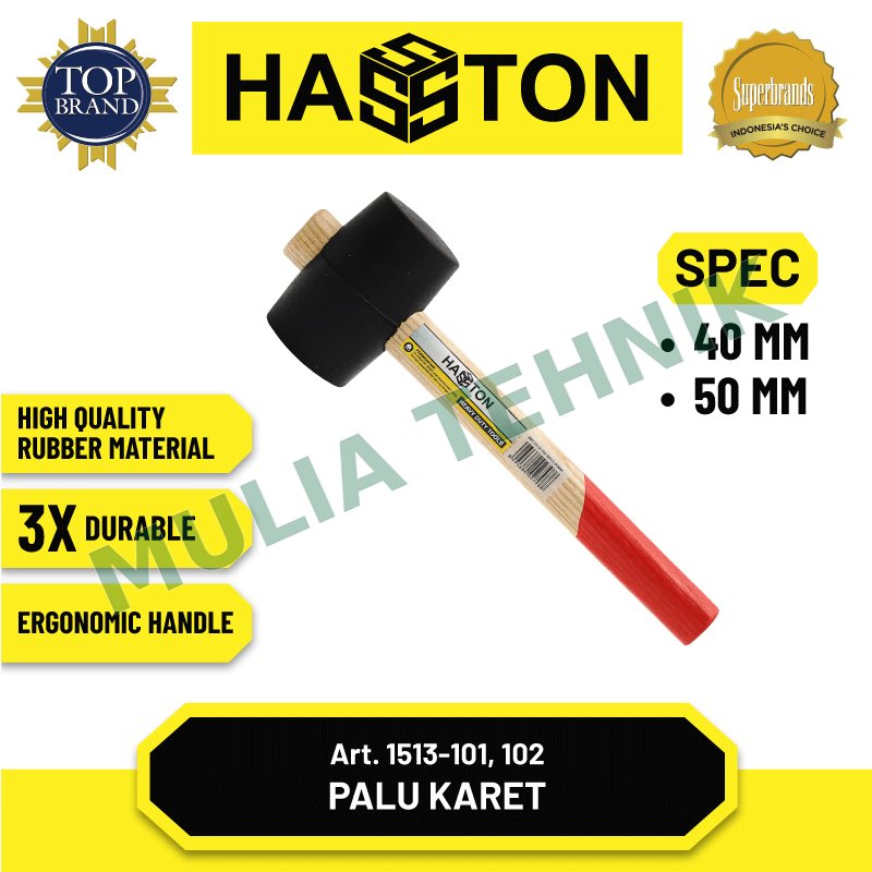 HASSTON PALU KARET 50 MM GAGANG KAYU