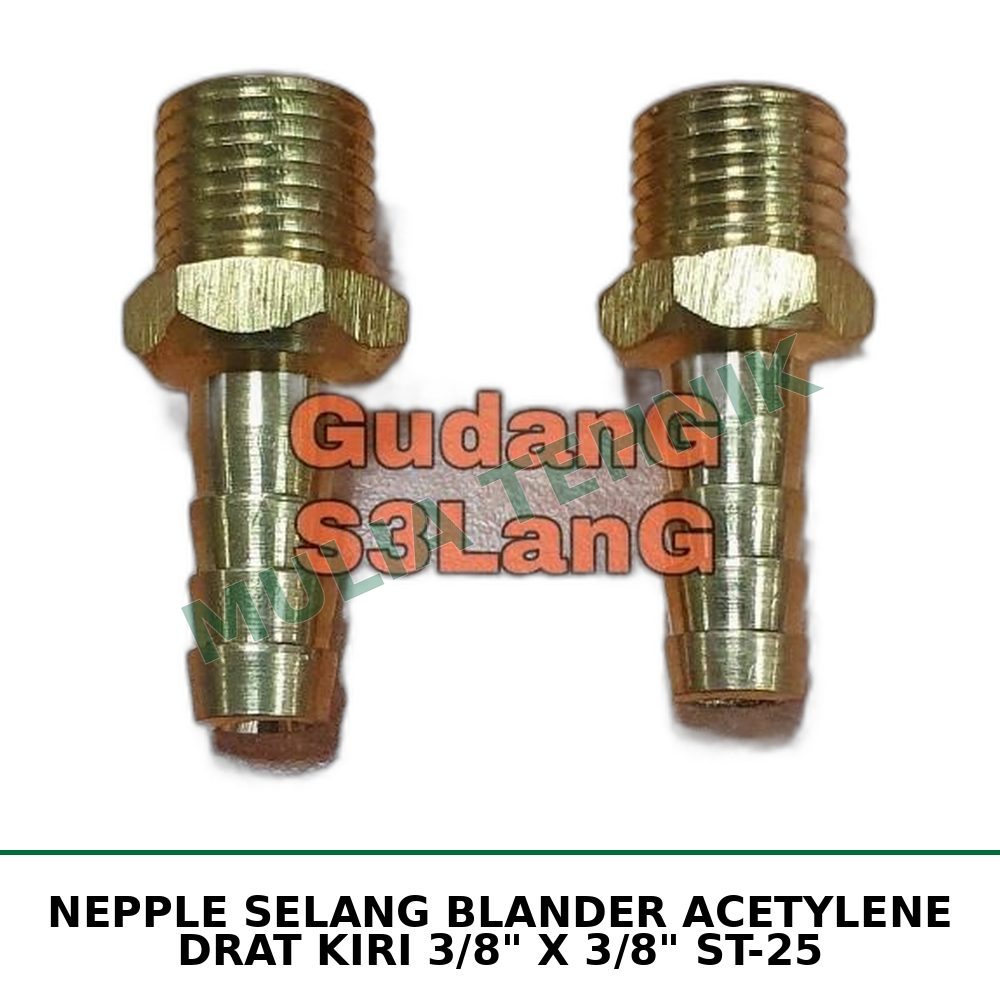 NEPPLE SELANG BLANDER ACETYLENE DRAT KIRI 3/8" X 3/8" ST-25