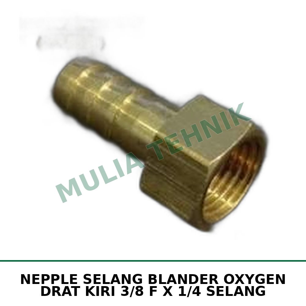 NEPPLE SELANG BLANDER OXYGEN DRAT KIRI 3/8 F X 1/4 SELANG