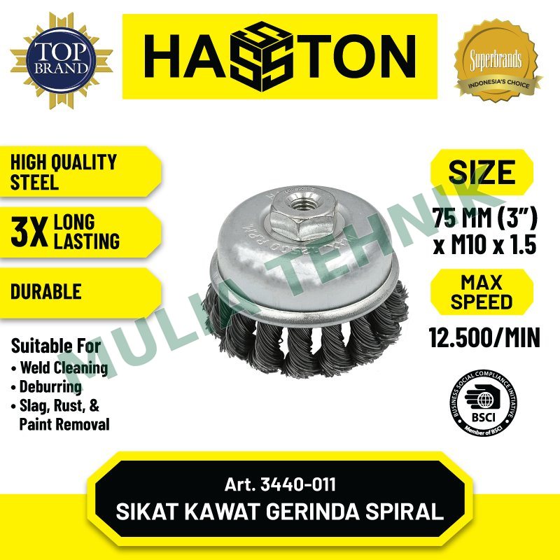 WIRE CUP BRUSH KEPANG M10 X 1.5 HASSTON
