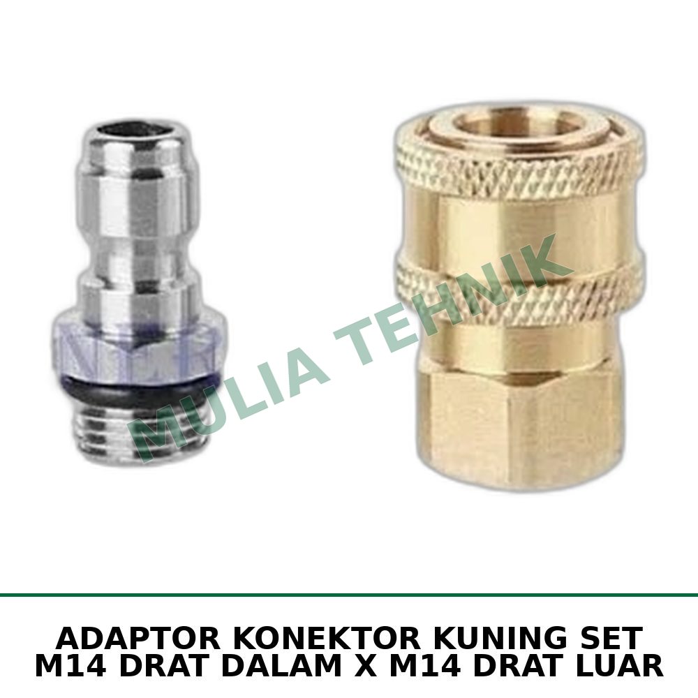 ADAPTOR KONEKTOR KUNING SET M14 DRAT DALAM X M14 DRAT LUAR
