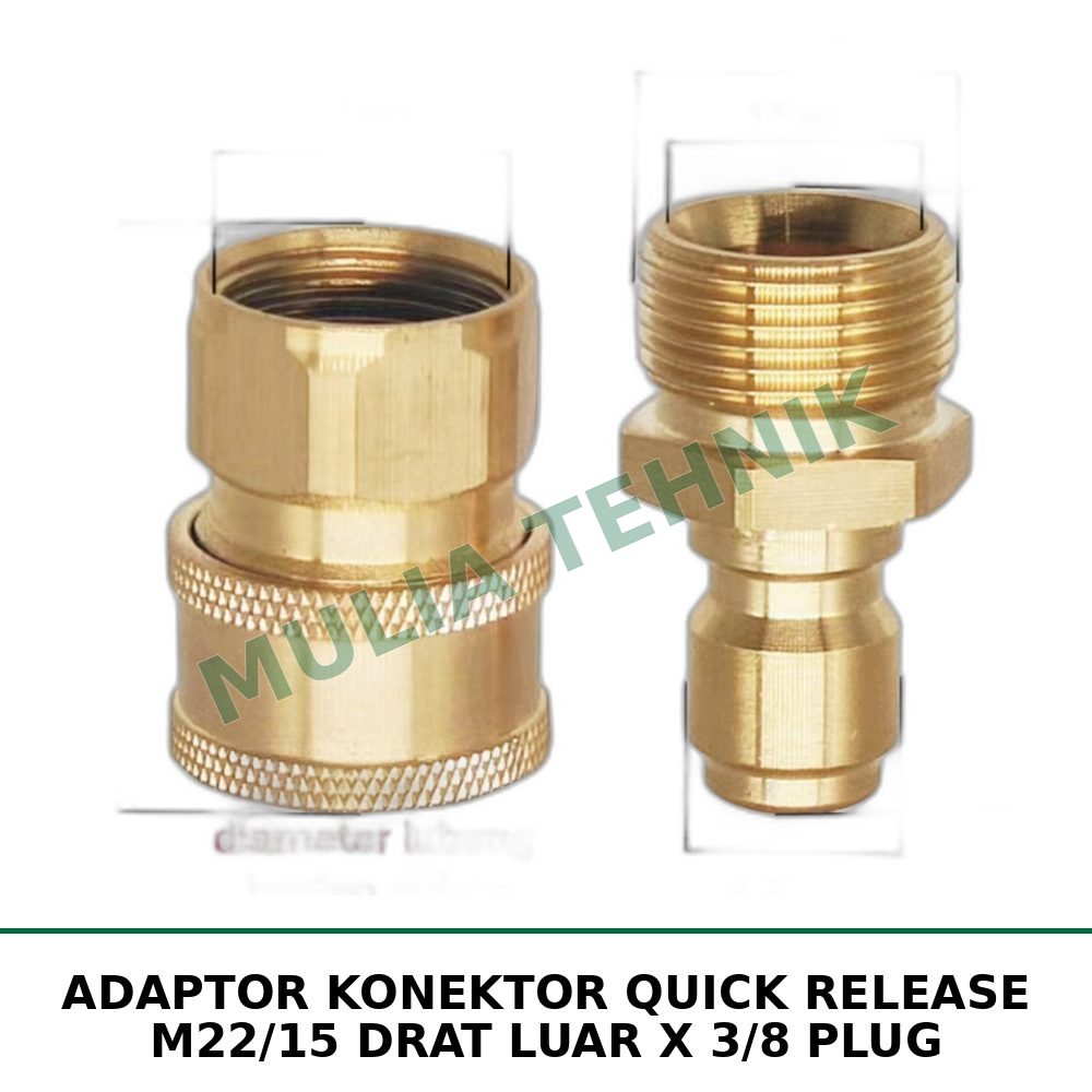 ADAPTOR KONEKTOR QUICK RELEASE M22/15 DRAT LUAR X 3/8 PLUG