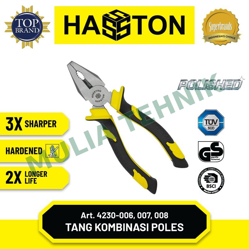 TANG KOMBINASI GAGANG KARET 7" HASSTON