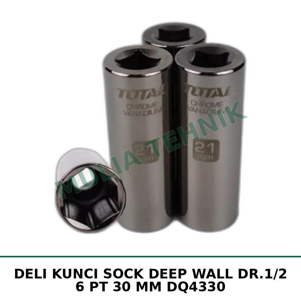 DELI KUNCI SOCK DEEP WALL DR.1/2 6 PT 30 MM DQ4330