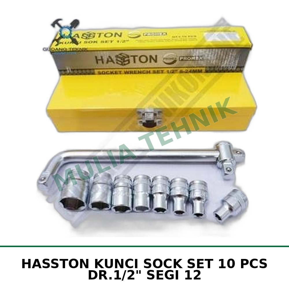 HASSTON KUNCI SOCK SET 10 PCS DR.1/2" SEGI 12