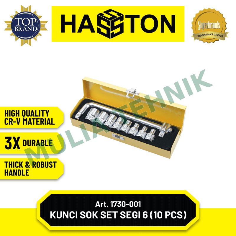 HASSTON KUNCI SOCK SET 10 PCS DR.1/2" SEGI 6