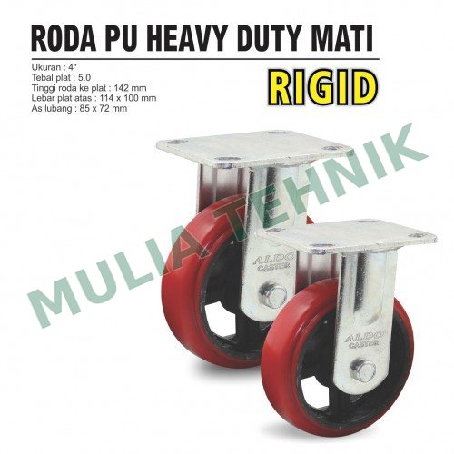 RODA PU MERAH HEAVY DUTY MATI 4" ALDO
