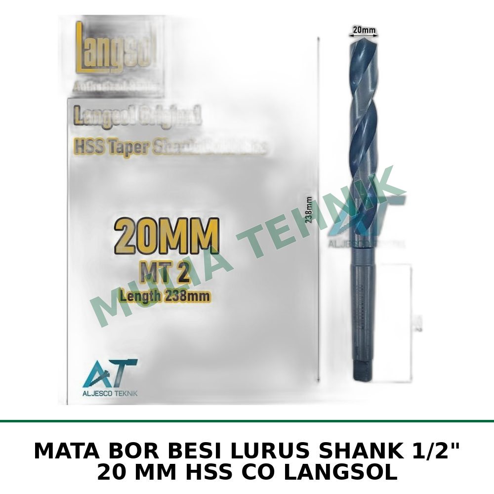 MATA BOR BESI LURUS SHANK 1/2" 20 MM HSS CO LANGSOL