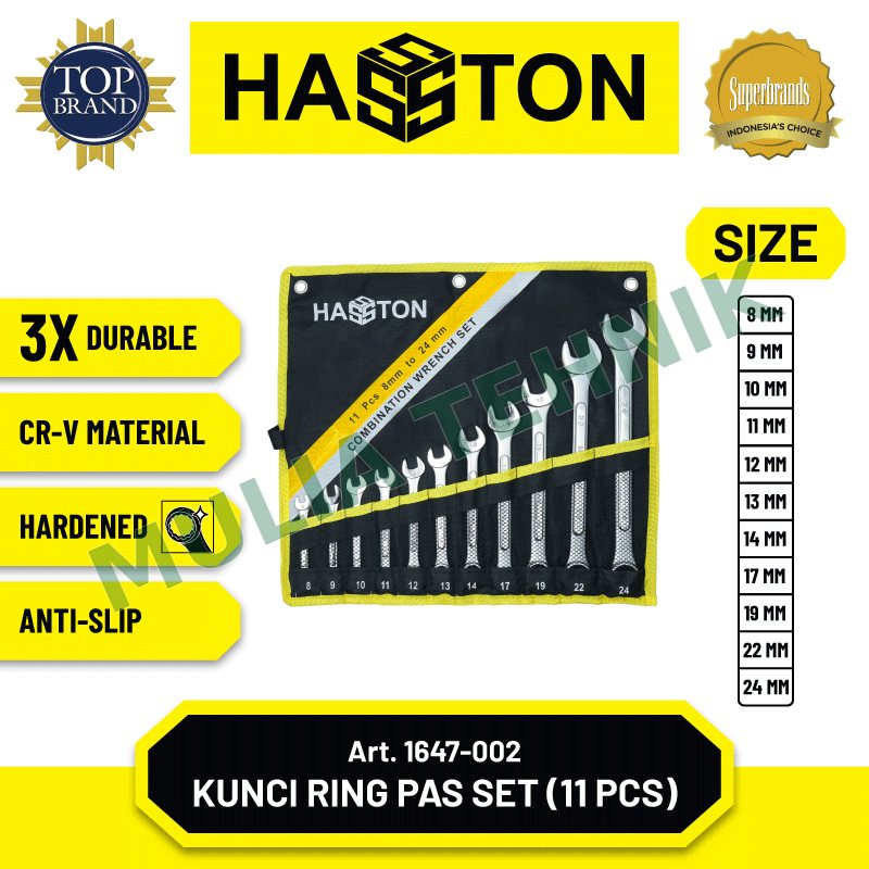 KUNCI RING PAS SET 11 PCS 8-24 HASSTON