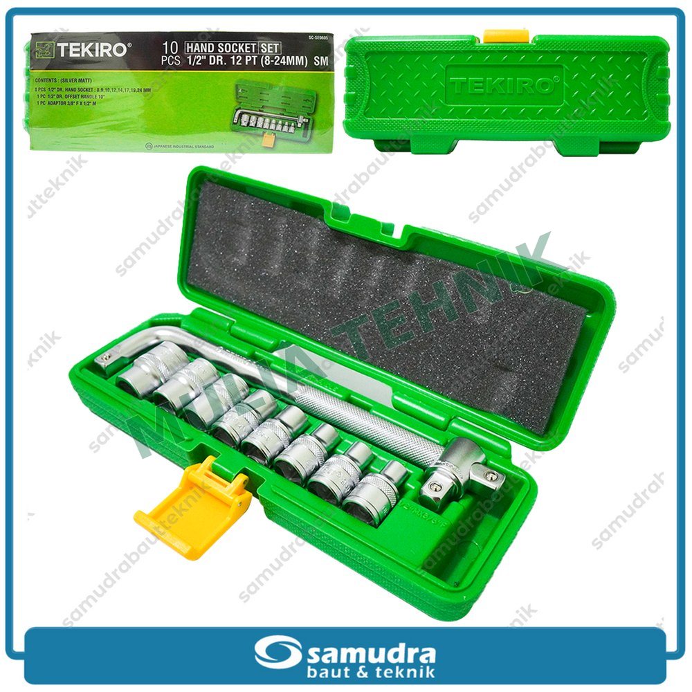 KUNCI SOCK SET 10 PCS DR.1/2" 12 PT 8-24 MM (PLT) TEKIRO