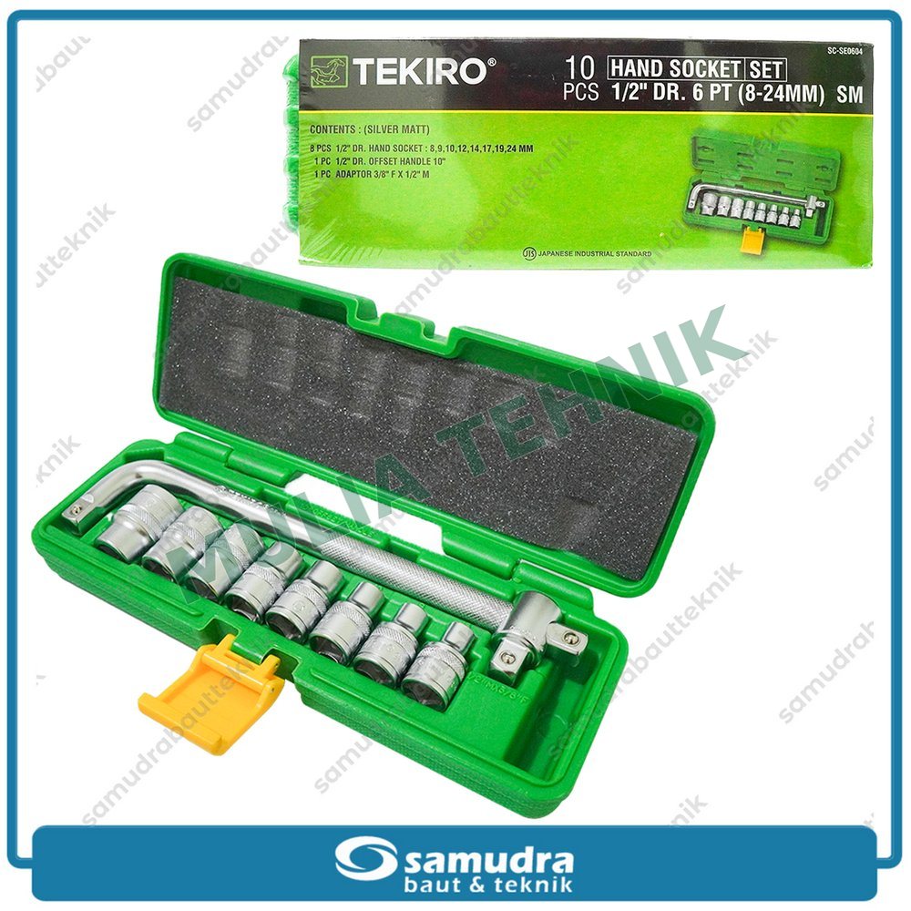 KUNCI SOCK SET 10 PCS DR.1/2" 6 PT 8-24 MM (PLT) TEKIRO