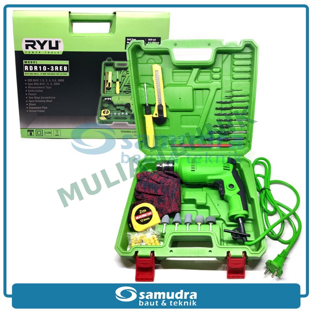 MESIN BOR SET 22PCS 10MM (370W) RDR10-3REB RYU