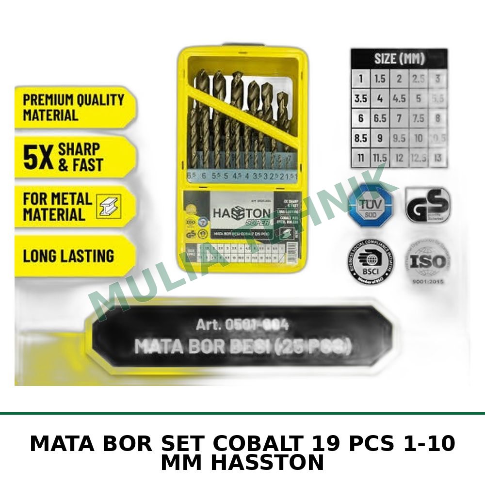 MATA BOR SET COBALT 19 PCS 1-10 MM HASSTON