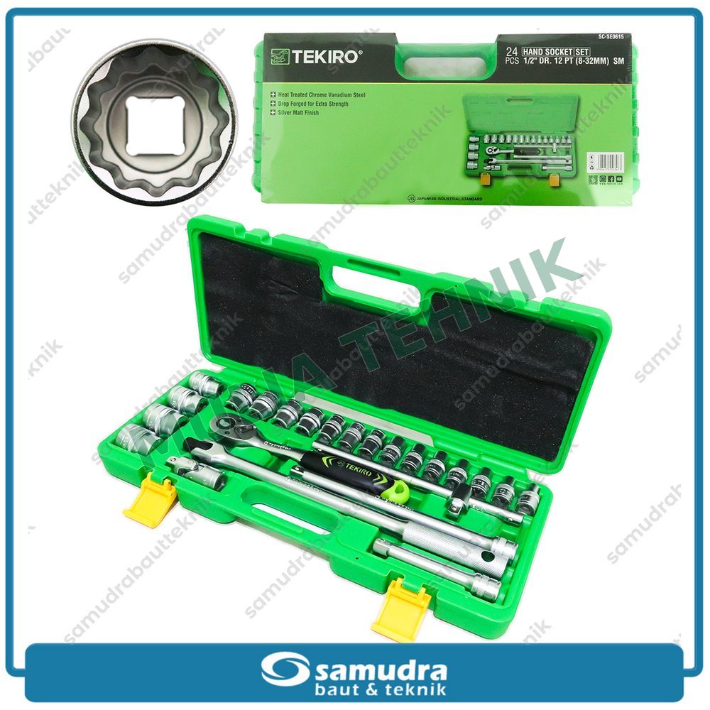 KUNCI SOCK SET 24 PCS DR.1/2" 12 PT 8-32 MM (PLT) TEKIRO