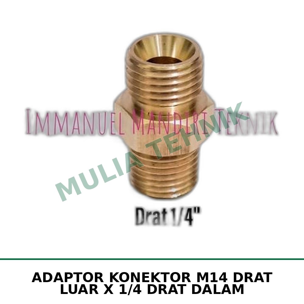 ADAPTOR KONEKTOR M14 DRAT LUAR X 1/4 DRAT DALAM